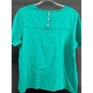 Chico's Ultimate‎ Tee XL w/Back button detail teal green